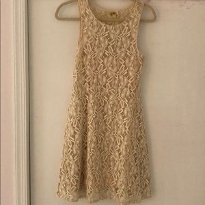 Free People cream lace overlay dress, SZ Small